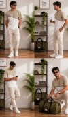Erkek Beyaz O Yaka Basic T-Shirt 